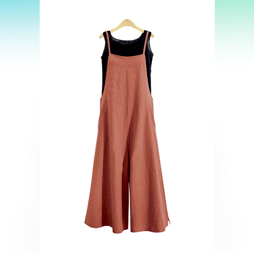 SOLD ON CURTSY ❌ Red/Orange Baggy Ankle Length Overalls